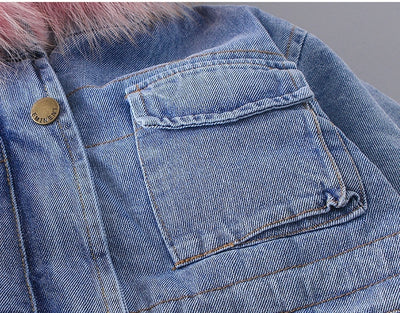 Baby Girl Denim Faux Fur Jacket